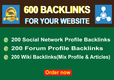600 Mix Quality Backlinks For Your Website