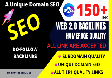 150 PBN'S Post Homepage Quality WEB 2.0 Dofollow SEO Backlinks