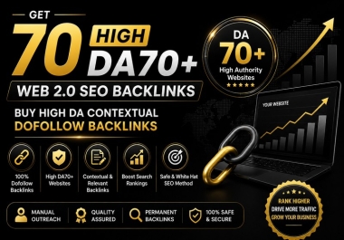 Get 70 High DA70+ WEB 2 SEO Backlinks,  buy High DA Contextual Dofollow Backlinks