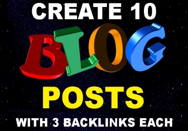 Create 10 Web 2.0 Blog Posts with 3 Contextual Backlinks in each Blog Post
