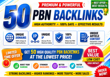 GET DA 50 PLUS HQ PBN Backlinks with Unique Domains,  IPs & Original Articles post