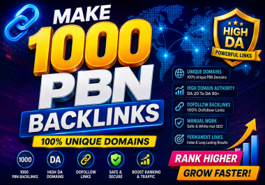 I Will Build 1000 High DA PBN Backlinks from 1000 Unique Domains with Dofollow Links