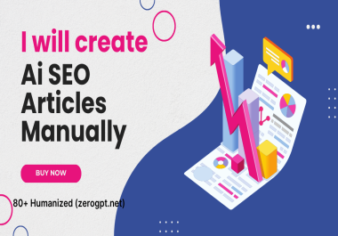 I will write humanized AI articles manually 80+ ZeroGPT. net score