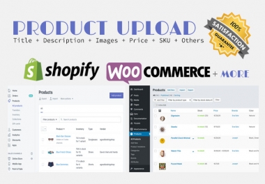 upload products data entry research to any website like woocommerce,  shopify,  amazon