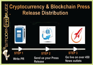 I will distribute blockchain press release,  crypto press release, coins press release