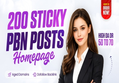 Premium 200 Sticky Homepage PBN Posts HIGH DA DR Backlinks