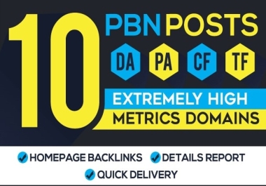 Exclusive Offer,  Homepage 10 PBNs,  All DA PA 20 to 50+ All Do-Follow and Old Aged Backlinks