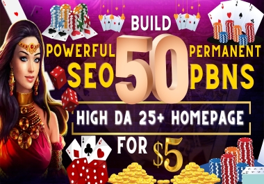 Build 50 powerful SEO permanent PBNs backlinks high DA 25+ homepage