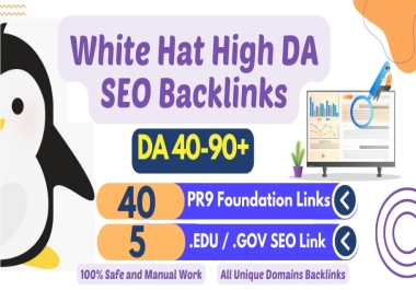 Live 40 High DA40-90+ Foundation Links and 5 Edu/Gov High Authority Whitehat SEO Backlinks