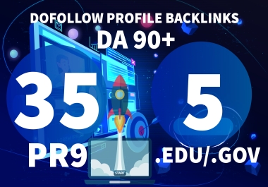 Super Seo 35 Profile Backlinks & 5 Edu-Gov SEO Do-follow Backlinks DA90+ for Google Ranking