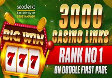 Casino Slot 3000+ High Quality SEO Backlinks + PBNs Package for Poker,  Gambling,  Slot Websites