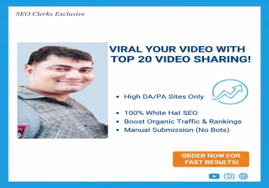I will manually submit your video to 20 high authority video sharing sites