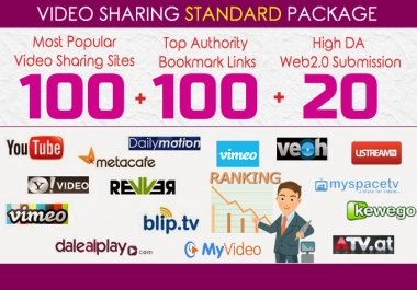 Manually Submit Video,  80 Video Sharing Submission Pr9 Sites