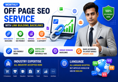 Monthly Off Page SEO Service With Link Building & Backlinks