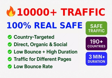 10000+ Real Safe Traffic 190+ Country-Targeted Low Bounce Rate