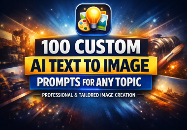 I will create 100 custom AI text to image prompts for any topic