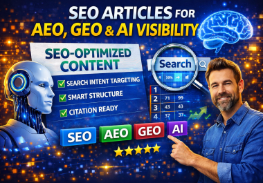 I will write strategic SEO articles for AEO GEO and AI visibility