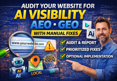 I will audit your website for AI visibility AEO GEO with manual fixes