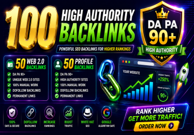 DA PA 90 Plus SEO Backlinks For Long Time Rank 50 web2 and 50 profile