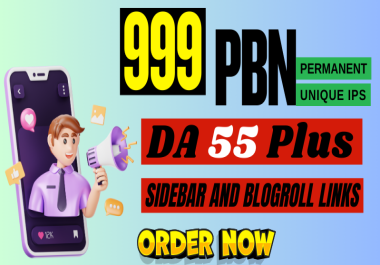 Get 999 sidebar blogroll Permanent PBN backlinks DA 55 plus all unique sites Rank or Refund