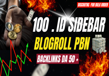 Get 100. id Sidebar Blogroll Permanent PBN backlinks DA 50 plus all unique sites Rank or Refund