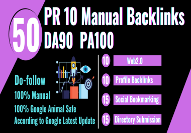 50 Manual pr10 Profile,  Social Bookmark,  Directory Submission,  Web2 Backlinks-Improve Guaranteed