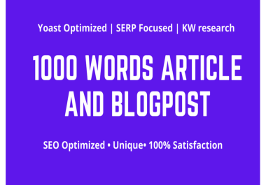 Write 1000 words SEO friendly article or blogpost
