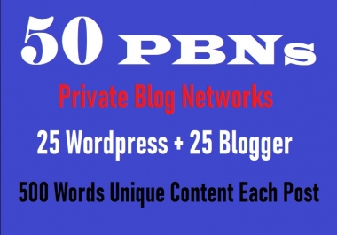 50 PBN POSTs Blogger and WordPress 90 High DA PA Site permanent Post