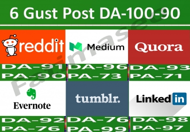 Writing And Publish Guest Post On 6 Websites DA 90-100 fast Google Indexing