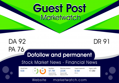 Publish Your Article on marketwatch da 92 with do-follow link