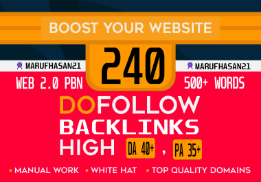 Get 240 Web 2.0 Dofollow PBN Backlinks DA 50+ PA 40+ 500+ Words Buy 2 Get 1 Free