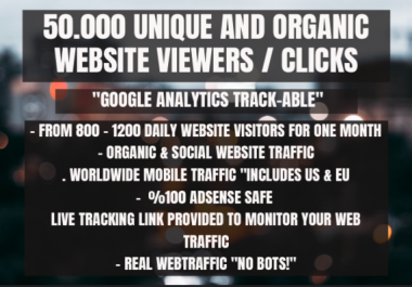 50.000 organic keyword targeted website trackable traffic viewers clicks