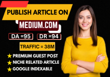 I will write and publish blog on medium,  com with permanent Dofollow Backlinks