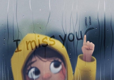 I will make little girl write your 3 words on wet glass surface