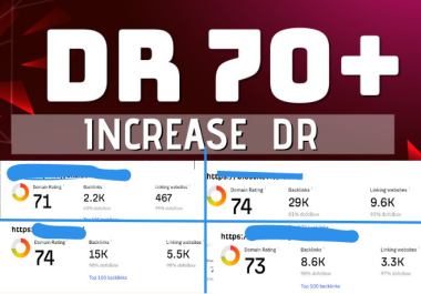 Increase Domain Rating DR 70+ by high authority white hat seo Backlinks