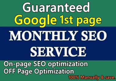 I will provide monthly SEO services for google 1st page ranking