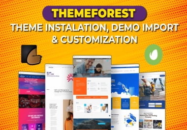 I will provide you themeforest wordpress theme,  installation,  demo import and small setup