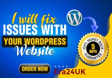 I will fix your WordPress website any error,  bug,  issues in 24hrs