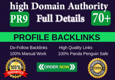 manually create10 pr9 da 70 + SEO dofollow backlinks profile