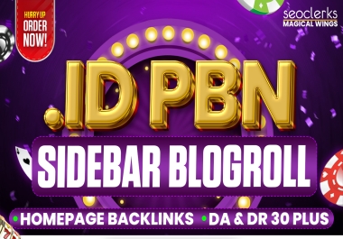 Powerful 50 Indonesia. ID PBN Sidebar & Blogroll Homepage Backlinks DA DR 30 Plus