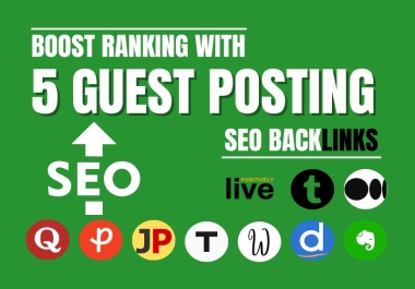 rankling with 5 guest Posting SEO backlinks