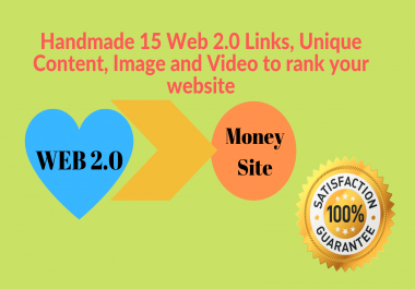 Handmade 15 Web 2.0 Links,  Unique Content,  Image and Video to rank your website