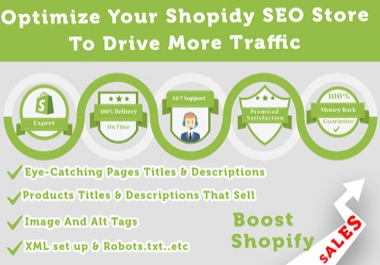 I will do Shopify SEO to optimize your store,  boost Shopify sales and google ranking