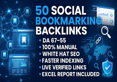 I will do 50 manual high DA bookmarking submissions for SEO ranking