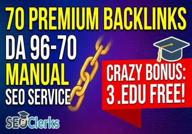 70 PREMIUM Profile Backlinks DA 96-70 Manual SEO Service