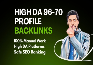 70 PREMIUM Profile Backlinks DA 96-70 Manual SEO Service