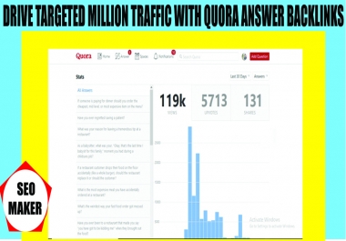Drive Unlimited targeted traffic with answer 25 backlinks Quora