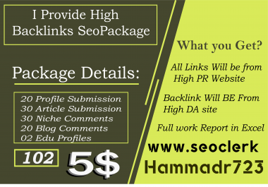 I will provide high quality backlinks SEO package