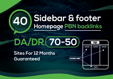 Do 40 Sidebar & Footer Homepage PBN Backlinks DA/DR 70-50 Site for 12 Months Guaranteed
