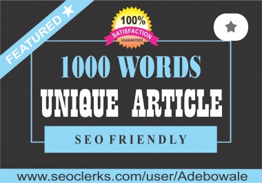 1000 words unique and optimized Content Writing or Blogposts for your website/blog